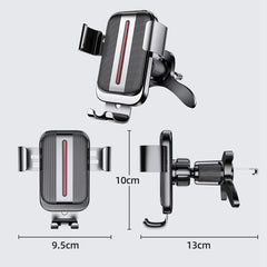 New Upgraded Car Air Vent Phone Holder,Gravity Automatic Lock Car Phone Holder, Aluminum Alloy Vertical Rotation Car Mount