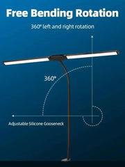 Double Head Dimmable LED Clip Desk Lamp Computer Table Lamps Monitor Light for Office Reading Architectural Lighting