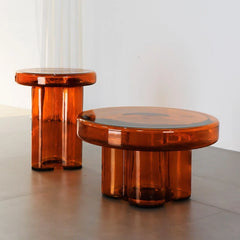 Artistic Glass Coffee Table, Creative Design End Tables for Living Room , Stylish Accent Tea Table with Various Sizes & Colors Living Room Furniture
