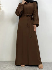 Hot Selle Simple Style Moroccan Dresses Kaftan Turkey Solid Color Gulf Abayas Islamic Women Long Dress Muslim Saudi Robe Ramadan