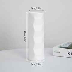 Nordic Vases Pure White Plastic Vases Imitation Ceramic Flower Vases Desktop Flowerpot Wedding Decor Home Ornament