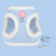 Winter Warm Chihuahua Dog Harness with Fur Walking Pet Harnesses and Leash Set for Small Dogs Puppy Yorkies mascotas Accessories Pet Shop