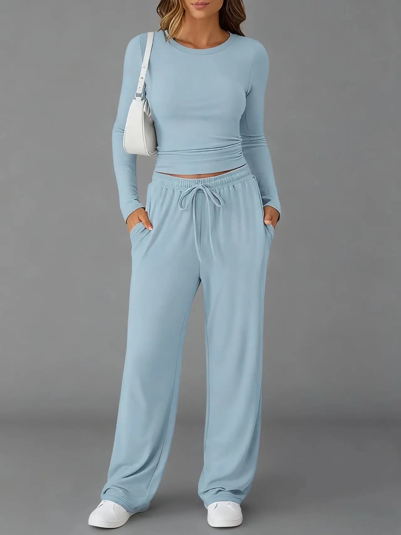 Women’s Casual Drawstring Long Sleeve Pant Set