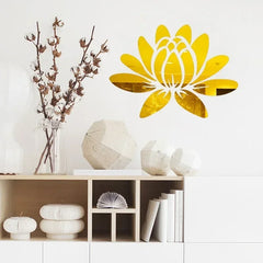 Lotus 3D Mirror Wall Art Sticker Home Living Room Bedroom Office Hallway Wall Decor Acrylic Mirror Reflective Wall Sticker