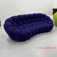 MINGDIBAO Contemporary Cloud-Shaped Sofa Modular Cloth Football Couch Fabric Curved Designer Corner Sofa Set for Living Room Furniture