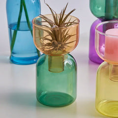Candle Holder for Pillar Candles Stand Home Decor Colorful Glass Decorative Bottle Jar Storage Bowl