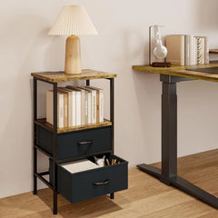 Bedside Table with 2 Fabric Drawers for Small Spaces Bedroom Furniture