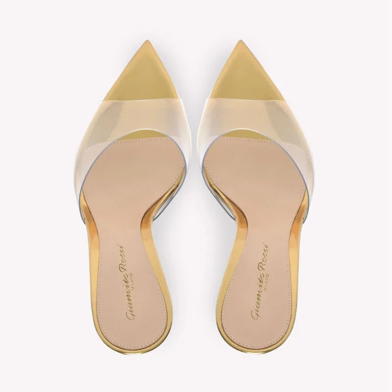 High Heels Women's Sandals Shoes 8.5cm Transparent High Heels Size 42 Summer Dress Sandals British Style High Quality