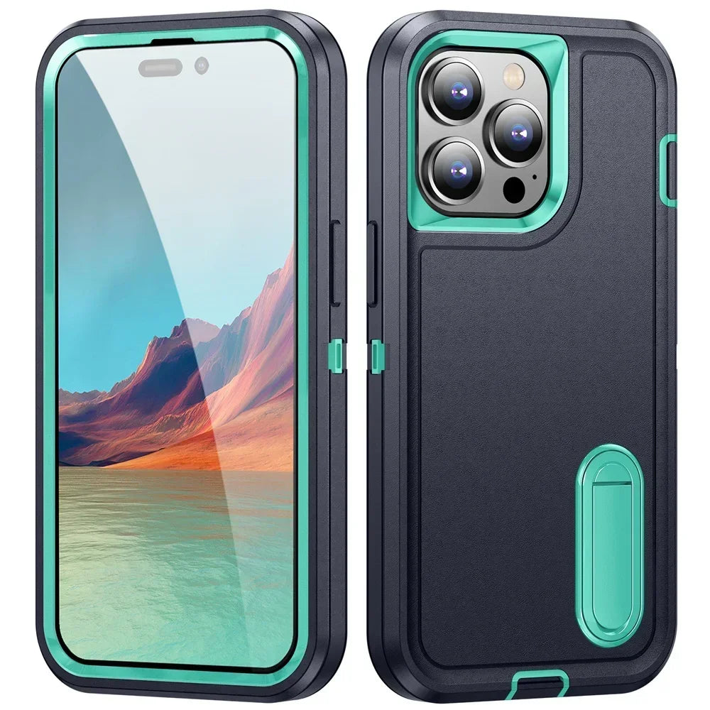 Anti-Shock Strong Fited Case For iPhone 17 Air 16 11 13 12 14 15 Pro Max Plus Protective Kickstand Cover For iPhone 17 Pro Max