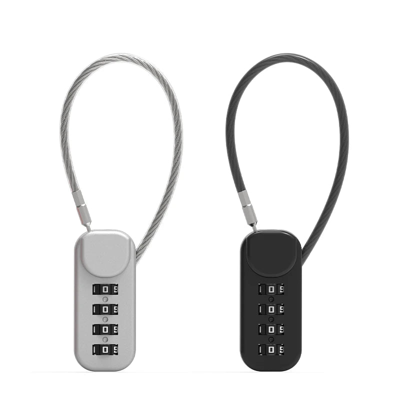 Zinc Alloy 4 Digit Password Lock Portable Anti-Theft Wire Rope Dormitory Cabinet Lock Padlock Luggage Combination Lock Home