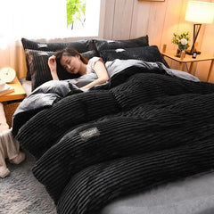 Puffy Duvet Cover Super Soft Plush Bedding Set Fall And Winter Thickened Plush Double Bed Cove