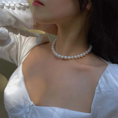 Vintage White Imitation Pearl Chain Choker Necklace for Women 2025 New Trendy Temperament Beaded Necklace Wedding Jewelry Gift