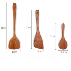 Wooden Spatula Wooden Spoon Frying Spatula Solid Wood High Temperature Resistant Soup Spoon No Paint No Wax Natural Material Kitchen Tools, Cooking Utensils