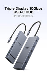UGREEN USB HUB 4K120Hz DP Type-C to 4K60Hz 2xHDMI SD/TF RJ45 3.5mm USB3.2 Gen2 10Gbps Data for Laptop Dell HP Lenovo Accessories