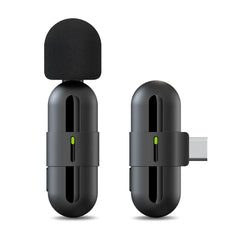 Basix Mini Wireless Lavalier Microphone Noise Cancelling for iPhone Android Cameras - Portable Wireless Mic for Live Interviews