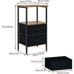 Bedside Table with 2 Fabric Drawers for Small Spaces Bedroom Furniture
