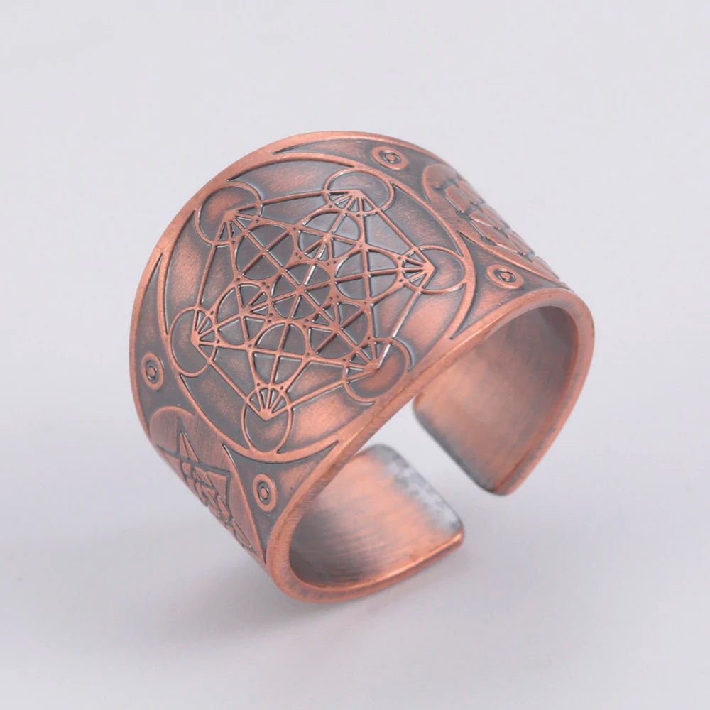 Dawapara Seal of The 7 Archangels Protection Ring Amulet Metatron Cube Lilith Symbol The Secrets of King Solomon Vintage Jewelry