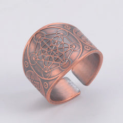Dawapara Seal of The 7 Archangels Protection Ring Amulet Metatron Cube Lilith Symbol The Secrets of King Solomon Vintage Jewelry