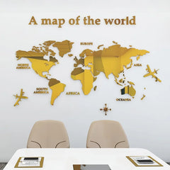 World Map Wall Mirror Stickers DIY 3D Acrylic Wall Stickers Bedroom Office Background Wall Decoration Stickers Large Size