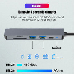 6 in 1 USB C Hubs Type C 3.0 Adapter to 4K HDMI SD TF Card PD Fast Charge Splitter USB Docking Stations Hub for MacBook Computer