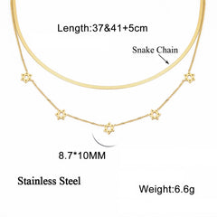 Lucktune Magen David Star Snake Chain Necklace for Women Stainless Steel Hexagram Pendant Necklace Choker Jewish Vintage Jewelry