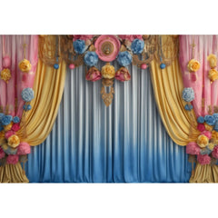 Happy Diwali Photography Backdrop Marigold Flower Curtain Puja Ganpati Pooja Traditional Wedding Birthday Party Photo Background