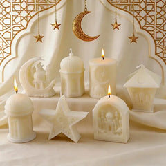 Ramadan Candles for Home Decoration Eid Mubarak Islamic Candle White Star Ramadan Decorative Candles