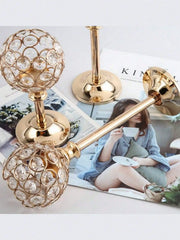 Gold & Silver Classic Crystal Metal Candlestick Holder Luxury Decor for Wedding Candlelight Dinner Valentine Ramadan Birthday