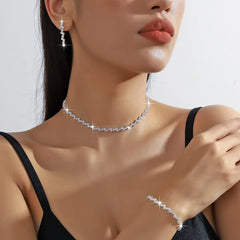 Women’s Silver Plated Star Necklace & Bracelet Set