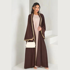 Muslim Womens Abaya with Gold Heart Loose Long Ideal for Islamic Modest Fashion Daily Wear Prayers Weddings Religious Events