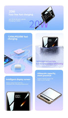 New 500000mAh Mini Power Bank Built-in 4 Cables Large Capacity Super Fast Charging External Battery for IPhone Samsung