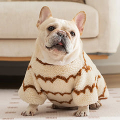 Bulldog Lambs Wool Dog Clothe Winter Warm Wavy Stripes Costume Pet Jacket for Small Medium Dogs Outdoor Pet Accessories
