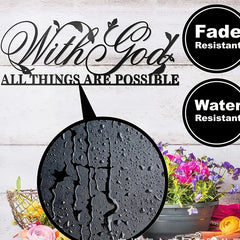 HelloYoung Metal Wall Art With God All Things Are Possible, Bible Verses Metal Wall Sculpture Metal Wall Decor Metal Sign