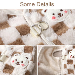 Winter Warm Pet Dog Coat Plaid Dog Clothes with D-ring Plush Pet Jacket for Small Medium Dogs Chihuahua Yorkie Costume