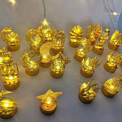 Creative Eid Mubarak Candle Lamp Islamic Ramadan Crescent Moon and Star Night Light Muslim Party Decor Eid Party Supplies