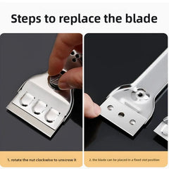 Stainless Steel Hob Scraper Kitchen Glass&Ceramic Scraper with Replacement Blades Wall Floor Window Cleaning Scraper Tools