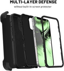 For iPhone 11 12 13 14 15 16 17 Pro Max Shockproof Phone Case Hard Defender Black Cover With Belt Clip
