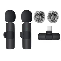 2.4G Wireless Lavalier Microphone Portable Audio Video Recording Mini Mic for iPhone Android Live Broadcast Gaming Phone