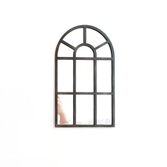 1Pcs Arched Window Wall Mirror Wood Acrylic Minimalism Windowpane Arch Mirror for Bathroom Entryway Vanity Bedroom Home Decor