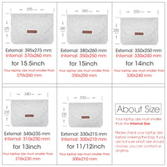 Wool Felt Laptop Bags Sleeve Cover 11" 13 15.6 inch For Macbook Air Pro Case For Notebook With Mousepad Or Power Mini-Pack Gift