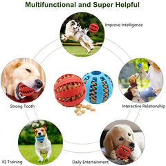 Dog Toy Ball, Nontoxic Bite Resistant Toy Ball for Pet Dogs Puppy Cat, Dog Pet Food Treat Feeder Chew Tooth Cleaning Ball Pet Shop