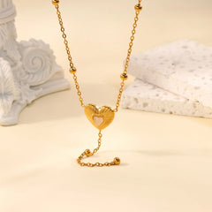 316L Stainless Steel Multilayer Heart Necklace Girls Goth Gold Color Clavicle Chain Charm Choker Jewelry Birthday Gift