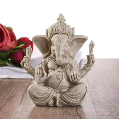 Sandstone Ganesha Buddha Elephant Statue Sculpture Handmade Figurine Miniatures Home Decoration Accessories Desk Crafts