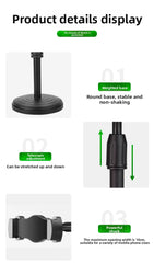 Smartphone Mobile Stand For Cell Phone Holder With LED Ring Light Dual Position For Professional Live Streaming Video Record