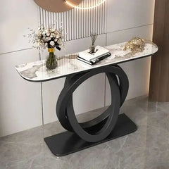 Luxury tablet computer console table Italian semi-circular iron entrance cabinet table Console Tables Creative corridor end view