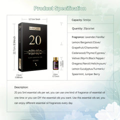 MAYJAM 20PCS Essential Oils Gift Set Aromatherapy Essential Oils Oregano Neroli Helichrysum Spearmint Lemon Eucalyptus Turmeric