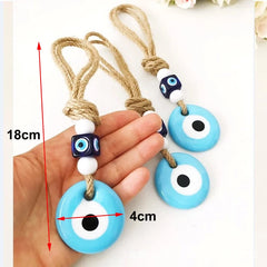 Lucky Eye Glass Blue Turkish Evil Eye Pendant Wall Hanging Multi Color Bead Handmade Decoration for Home Living Room Car
