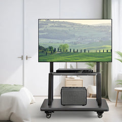 Mobile TV Cart, Height Adjustable TV Stand for 32-75inch TVs with Lockable Wheel,Rolling TV Stand with Wheels Max VESA 600x400mm Living Room Furniture