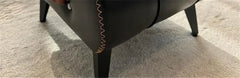 PU Leather Small Ottoman Foot Stool with Wood Legs