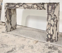 Luxury Modern Calacatta Viola Marble Slim Console Table Living Room Furniture Marble Top Console Table Hallway Entryway Entry Extendable